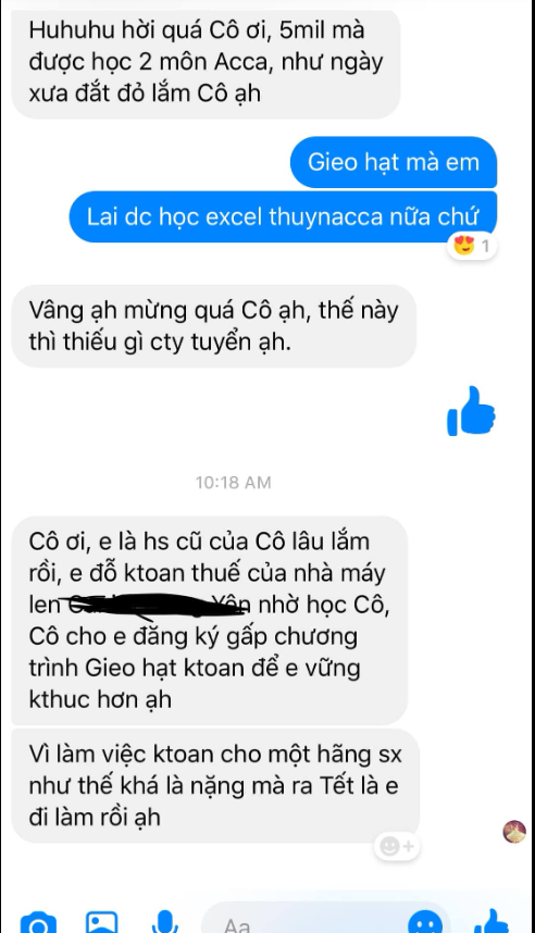 Cảm nhận của Học viên cũ – Kế toán nhà máy – ảnh chụp gốc