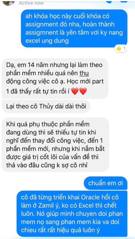 Cảm nhận của Học viên 14 năm kinh nghiệm – ảnh chụp gốc