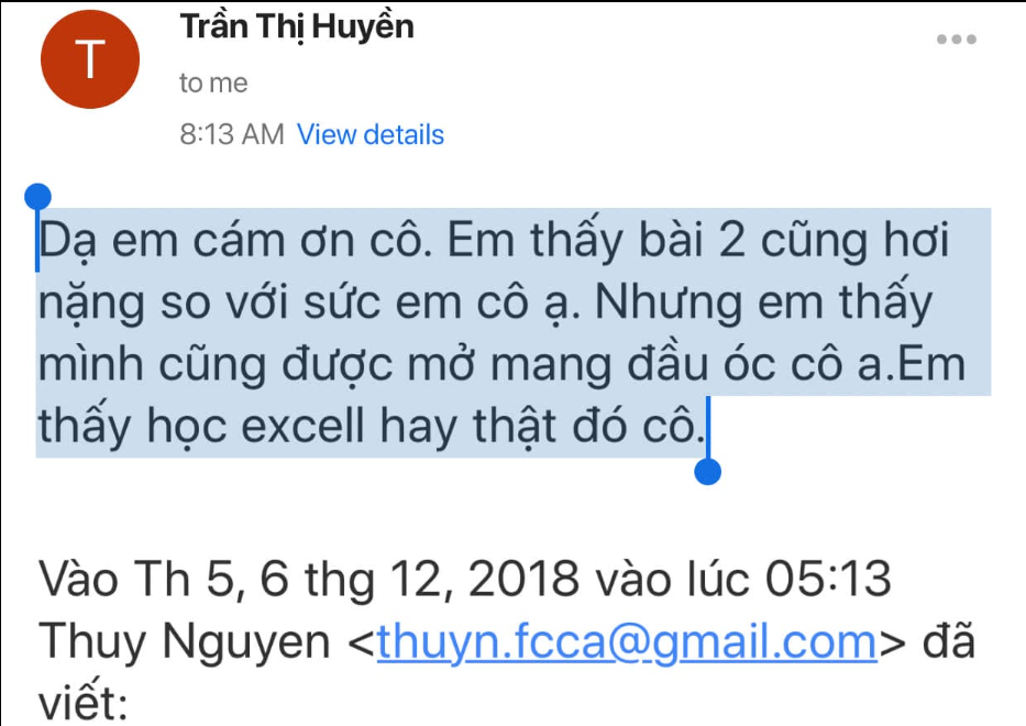 Cảm nhận của Trần Thị Huyền – ảnh chụp gốc